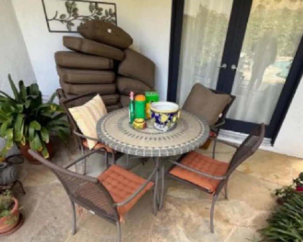 Ash on the outdoor patio